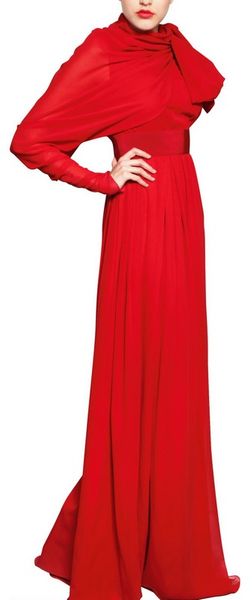 Giambattista Valli Single Sleeve Silk Georgette Long Dress - Lyst