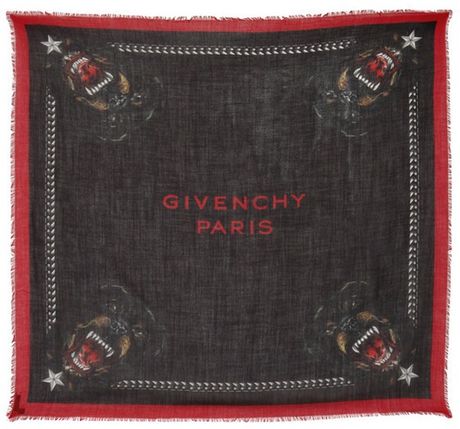 Givenchy Wool Cashmere Gauze Rottweiler Scarf in Black for Men - Lyst