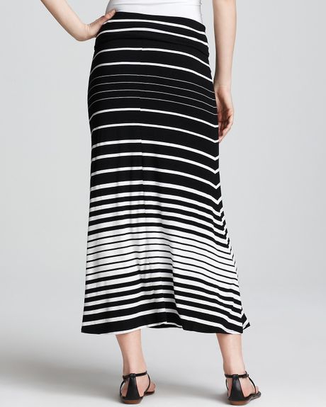 Karen Kane Casual Stripe Maxi Skirt In White Stripe Lyst