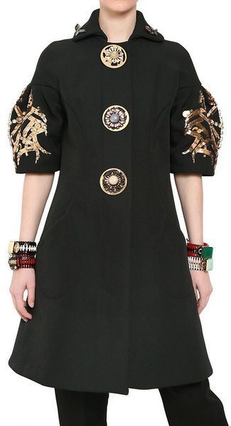 Marni Embroidered Wool Crepe Coat - Lyst