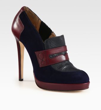 Oscar de la Renta Miss Helene Colorblock Suede and Leather Platform Pumps - Lyst