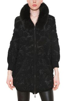 Philipp Plein Fox Fur Skull Lurex Jacquard Knit Coat - Lyst