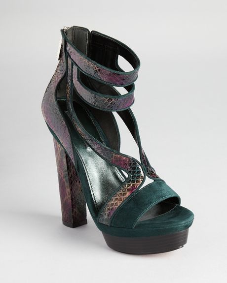 Rachel Zoe Sandals Payton Platform in Green (dark green multi snake ...