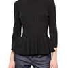 Tory Burch Ruched Soft Wool Knit Sweater in Black - Lyst