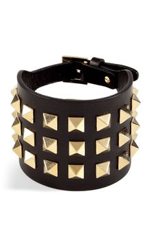 Valentino Black and Gold Studded Bracelet - Lyst