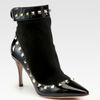 Valentino Rockstud Suede and Patent Leather Ankle Boots in Black - Lyst