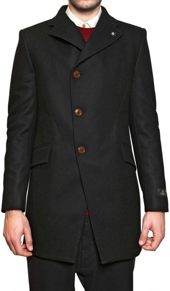 Vivienne Westwood Skull Pin Cashmere Blend Wool Cloth Coat in Black for Men - Lyst
