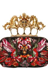 Alexander McQueen Unicorn Skull Flower Appliqué Box Clutch