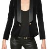Balmain Silk Satin Lapel Cotton Velvet Jacket in Black - Lyst