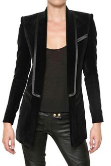 Balmain Silk Satin Trim Velvet Jacket - Lyst