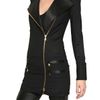 Balmain Silk Satin Trim Wool Cloth Coat in Black - Lyst