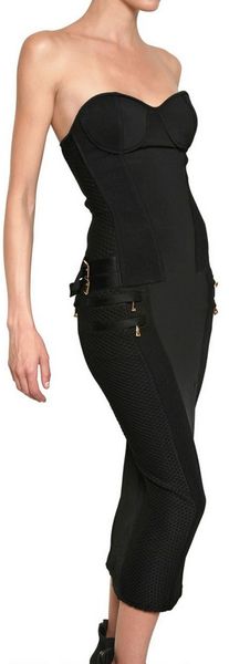 Balmain Viscose Silk Milano Stitch Dress in Black - Lyst