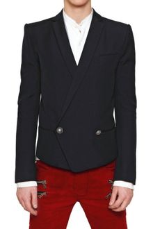 Balmain Wool Mix Gabardine Jacket - Lyst
