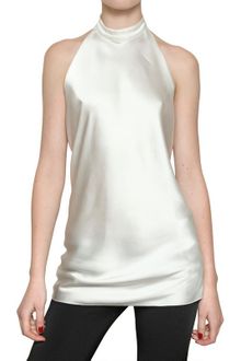Balmain Halter Neck Silk Satin Top - Lyst