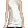 Balmain Halter Neck Silk Satin Top in White - Lyst