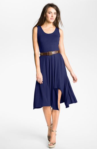 Calvin Klein Belted Jersey Dress - Lyst