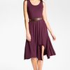 Calvin Klein Belted Jersey Dress in Purple (sangria) - Lyst