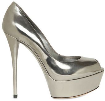 Casadei 140mm Metallic Calf Open Toe Pumps - Lyst