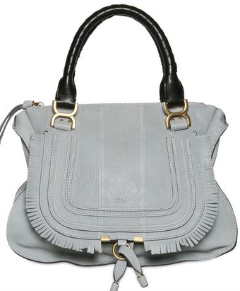 Chloé Grained Leather Marcie With Fringing - Lyst