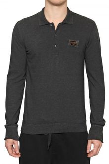 Dolce & Gabbana Pique Cotton Long Sleeved Polo Shirt - Lyst