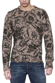 Dolce & Gabbana Printed Wool Blend Knit Sweater - Lyst