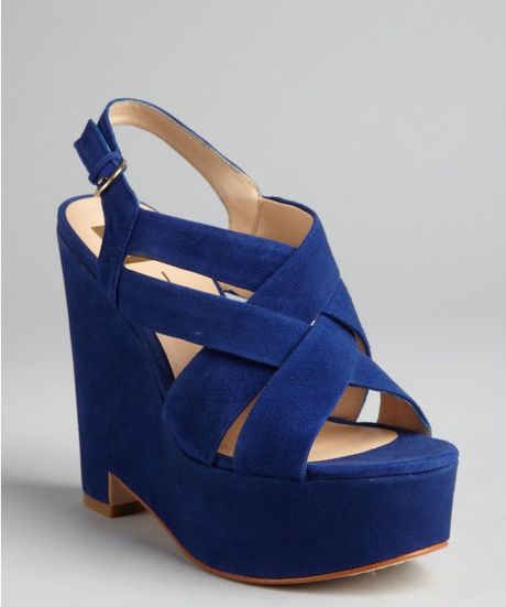 blue satin wedges