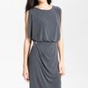 Eliza J Draped Blouson Jersey Dress in Gray (charcoal) - Lyst