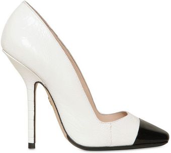 Emilio Pucci 120mm Patent Ostrich Square Toe Pumps - Lyst