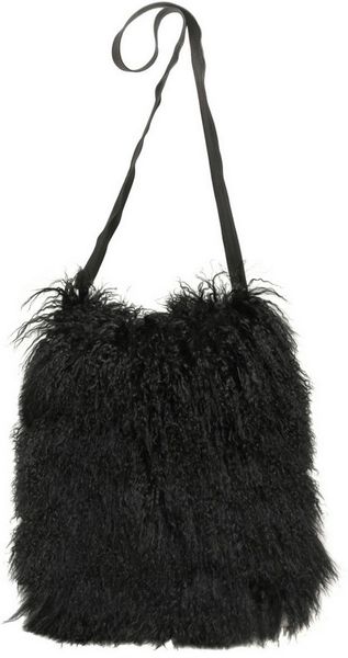 Gareth Pugh Mongolian Fur and Leather Shoulder Bag in Black for Men - Lyst