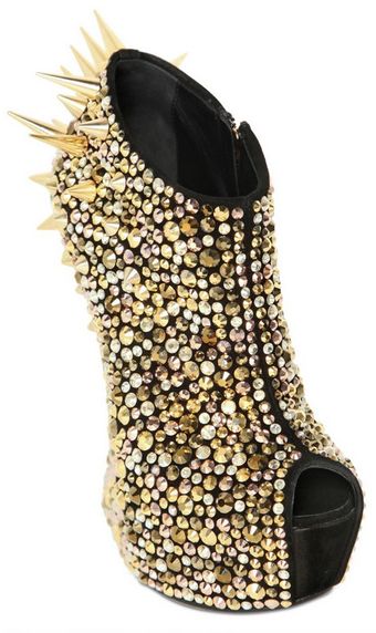 Giuseppe Zanotti 150mm Suede Spiked Sculptural Wedges - Lyst