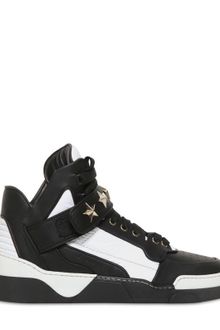 Givenchy Leather Nylon Star Studded Sneakers - Lyst
