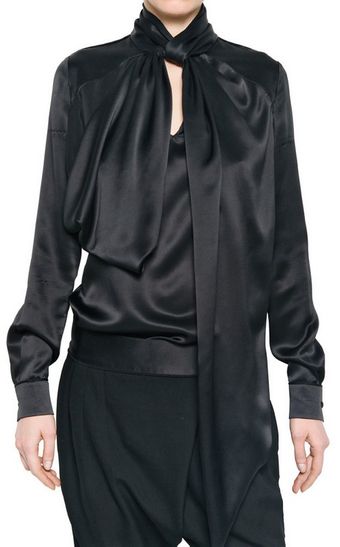 Givenchy Pussy Bow Silk Satin Shirt - Lyst
