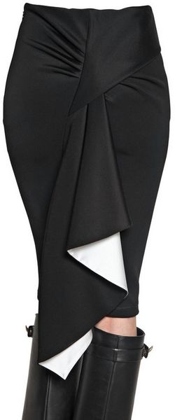 Givenchy Ruffled Back Stretch Shiny Viscose Skirt - Lyst