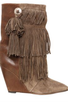 Isabel Marant 90mm Jacob Fringed Suede Wedge Boots - Lyst