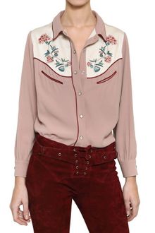 Isabel Marant Embroidered Viscose Crepe Shirt - Lyst