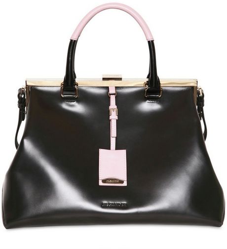 Jil Sander Medium Sporty Madame Matt Leather Bag in Black - Lyst