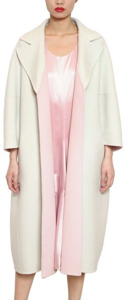 Jil Sander Two Tone Soft Cashmere Melton Coat - Lyst