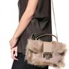Jimmy Choo Rebbel Shearling Shoulder Bag in Beige (camel) - Lyst
