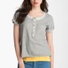Kensie Raw Edge Henley Top in Gray (heather grey) - Lyst