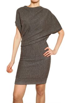 Lanvin Draped Wool Alpaca Knit Dress - Lyst