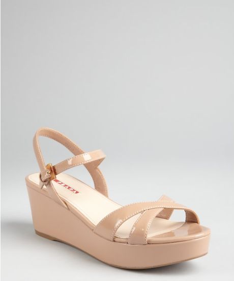 prada nude wedge