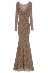 Temperley London Long Sleeved Lace Gown