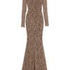 Temperley London Long Sleeved Lace Gown in Brown (gold) - Lyst