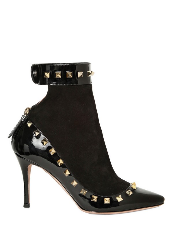 studded patent boots