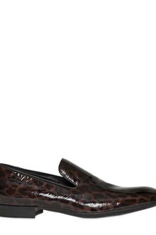 Yves Saint Laurent 25cm Patent Leopard Leather Loafers - Lyst