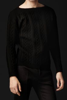 Burberry Prorsum Aran Knit Wool Sweater - Lyst