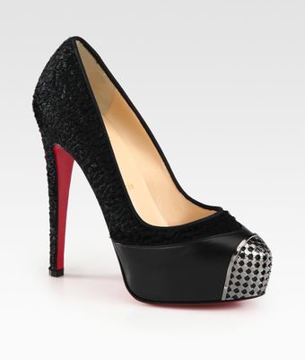 Christian Louboutin Pony Hair and Metal Toe Platform Pumps - Lyst