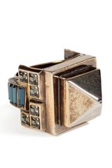 Emilio Pucci Brass Pyramid Ring