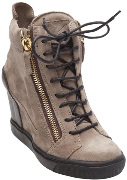 Giuseppe Zanotti Wedge Zipper Sneaker in Beige (camel) - Lyst
