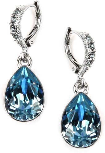 Givenchy Silver Tone Aqua and Sapphire Crystal Teardrop Earrings - Lyst